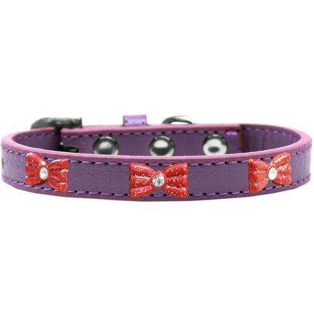 MIRAGE PET PRODUCTS Red Glitter Bow Widget Dog CollarLavender Size 16 631-10 LV16